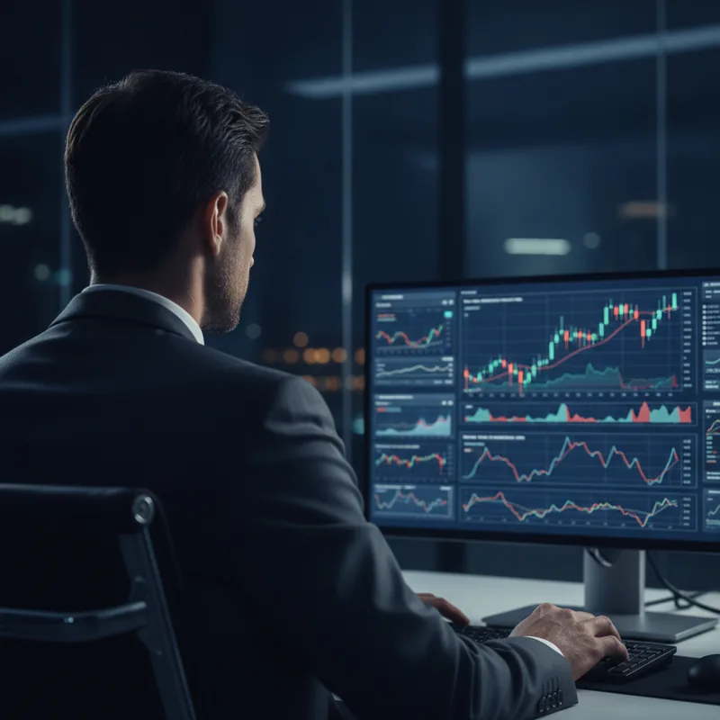 AI-driven market signals dashboard with live trend chart and confidence levels